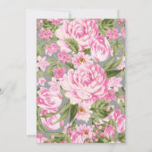 Fête des mariées rose gris floral chic  Invitation (Dos)