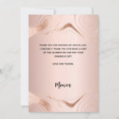 Fête des mariées rose or carte de remerciements ph (Dos)