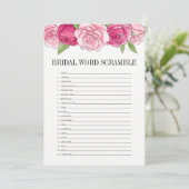 Fête des mariées rose Roses Word Scramble Carte de (Debout devant)
