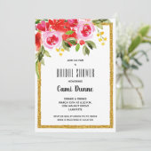 Fête des mariées rose rouge floral Invitations Par (Debout devant)