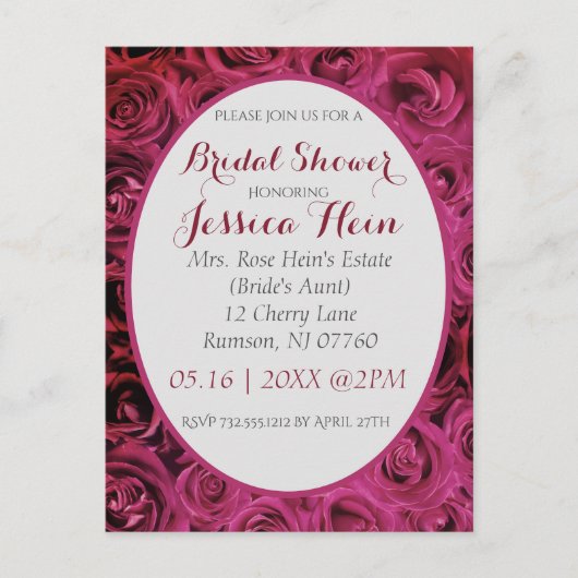 Fête des mariées Roses roses Invitations (Devant)