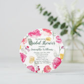 Fête des mariées rouge rose  Cercle Invitation (Debout devant)