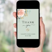 Fête des mariées sauge vert carte de remerciements