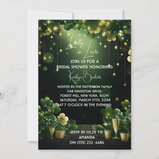 Fête des mariées St. Patricks Invitation verte (Devant)