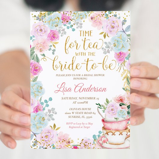 Fête des mariées Tea Party Floral Invitation