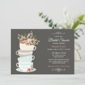 Fête des mariées Tea Party Invitation | Ciel rose  (Debout devant)