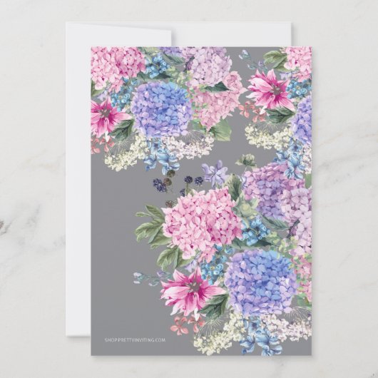 Fête des mariées Tea Party Invitation et Hydrangea (Dos)