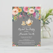Fête des mariées Tea Party Invitation Floral (Debout devant)