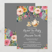 Fête des mariées Tea Party Invitation Floral (Devant / Derrière)