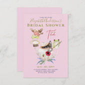 Fête des mariées Tea Party Invitations Cute Amusan (Devant / Derrière)