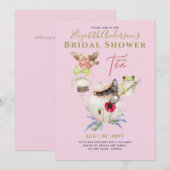 Fête des mariées Tea Party Invitations Cute Amusan (Devant / Derrière)