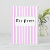 Fête des mariées Tea Party Pink Stripe Invitations (Debout devant)