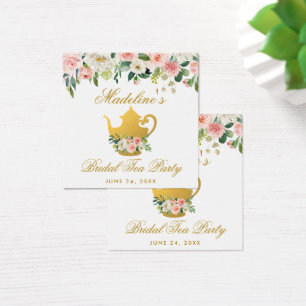Fête des mariées Tea Party Rose Floral Gold Tags