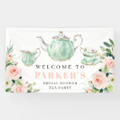 Fête des mariées Tea Party Vinyl Welcome Bannière (Horizontal)