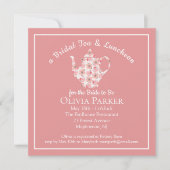 Fête des mariées Thé et déjeuner Invitation théièr (Devant)