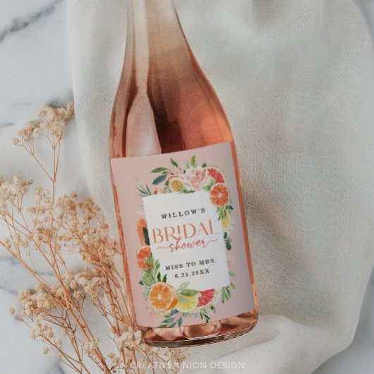 Fête des mariées Tropical Citrus Étiquettes de vin