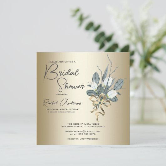 Fête des mariées Tulipes Blanches Avec Invitation (Debout devant)