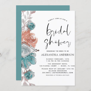 Fête des mariées Turquoise rose Invitation