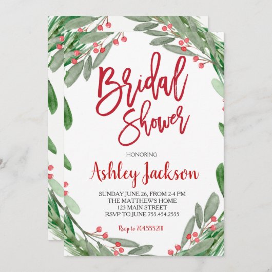 Fête des mariées Verdure Wreath Invitation (Devant / Derrière)