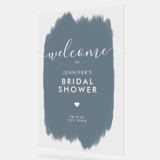 Fête des mariées Welcome Gold Script Dusty Blue Pa (Angle)