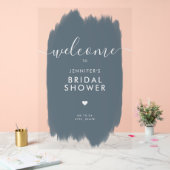 Fête des mariées Welcome Gold Script Dusty Blue Pa (Mariage)