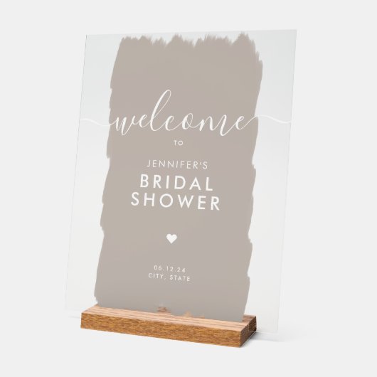 Fête des mariées Welcome Gold Script Peinture Beig (Angle)