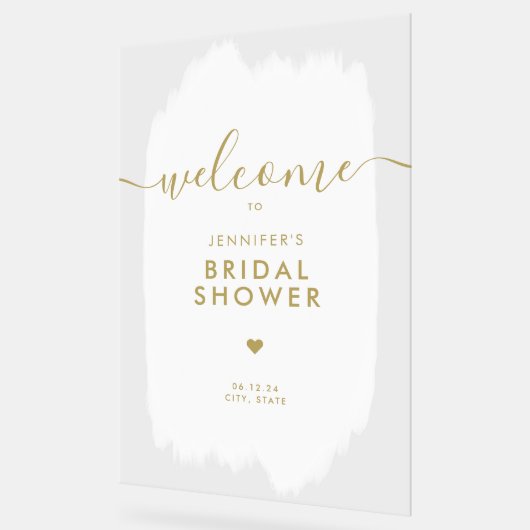 Fête des mariées Welcome Gold Script Peinture blan (Angle)