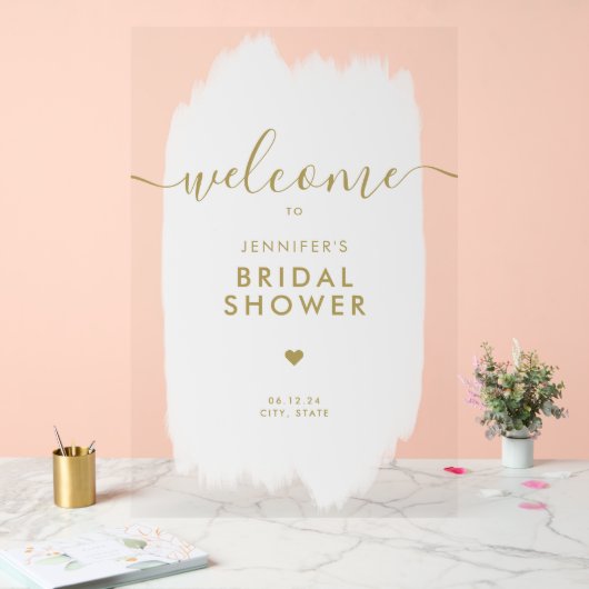 Fête des mariées Welcome Gold Script Peinture blan (Mariage)