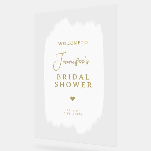 Fête des mariées Welcome Gold Script Peinture blan (Angle)