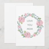 Fête des mères Aimez-vous maman Floral Carte de va (Devant / Derrière)