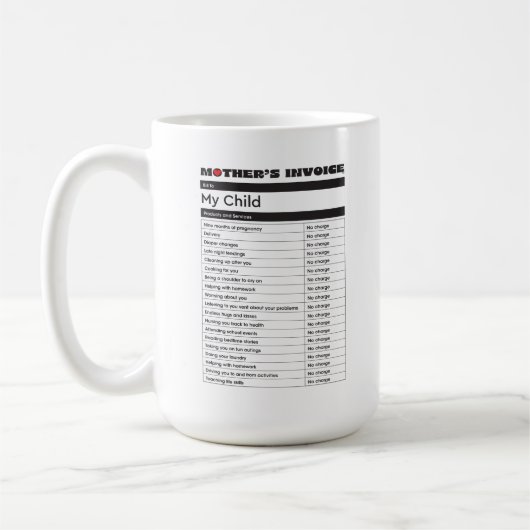 Fête des mères Amour Facture Mug - Cadeau pour mam (Gauche)