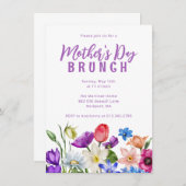 Fête des mères Brunch Fleur sauvage Invitation (Devant / Derrière)