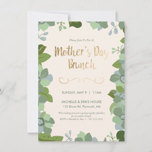 Fête des mères Brunch - Floral, invitation à la ve (Devant)