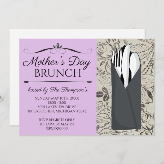 Fête des mères Brunch Invitations (Devant / Derrière)