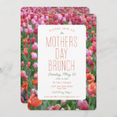 Fête des mères Brunch Pink Orange Tulip Invitation (Devant / Derrière)
