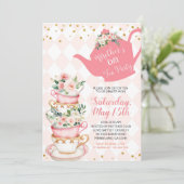 Fête des mères Brunch Tea Party Floral Invitation (Debout devant)