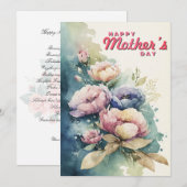 Fête des mères Carte de vacances Floral & botaniqu (Devant / Derrière)