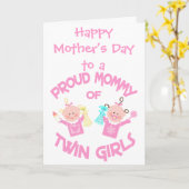 Fête des mères Carte de voeux Maman de filles jume (Fleur jaune)