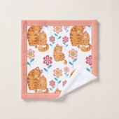 Fête des mères de chat tigre rouge et frontière de (Gant de toilette)