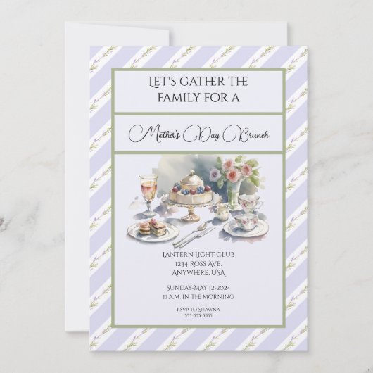 Fête des Mères de Lavande Invitation Brunch (Devant)