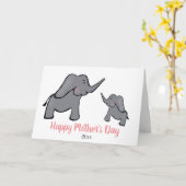 Fête des mères éléphant mère & carte enfant (Fleur jaune)