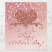 Fête des mères Étiquettes de vin | Coeur de Partie (Étiquettes simples)