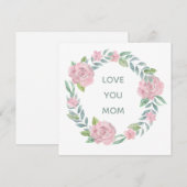 Fête des mères Floral Love You Maman Carte Carré (Devant / Derrière)