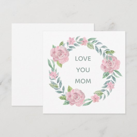 Fête des mères Floral Love You Maman Carte Carré (Devant / Derrière)