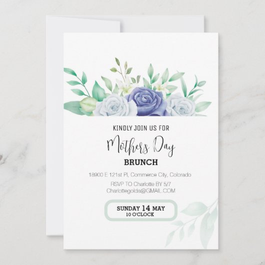 Fête des mères florales Brunch Invitation (Devant)