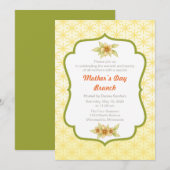 Fête des Mères Florales Jaunes Invitation Brunch (Devant / Derrière)