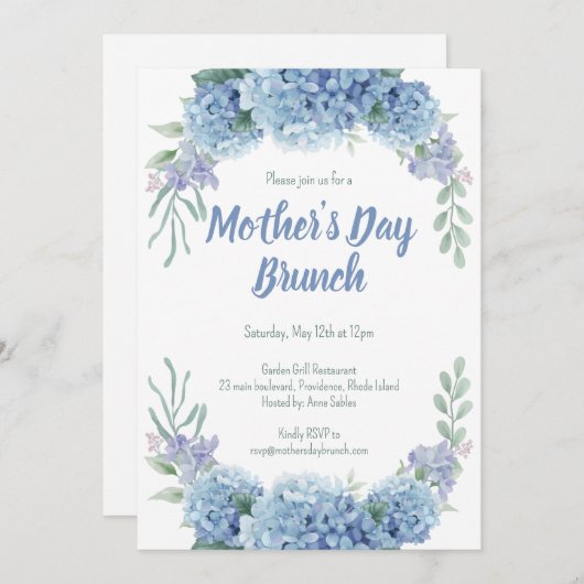 Fête des mères Invitation Brunch (Devant / Derrière)