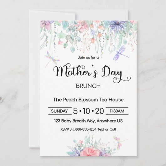 Fête des mères Invitation Brunch (Devant)