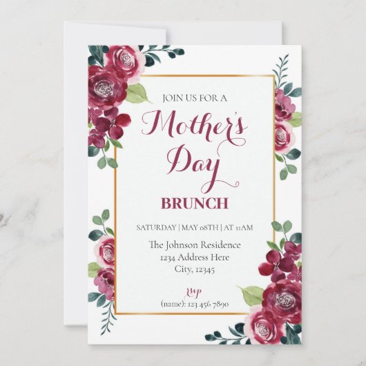 Fête des mères Invitation Brunch (Devant)