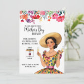 Fête des Mères Invitation Brunch - Dame en robe (Debout devant)